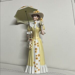 #21 Avon Lady Figurine in Yellow and White Dress